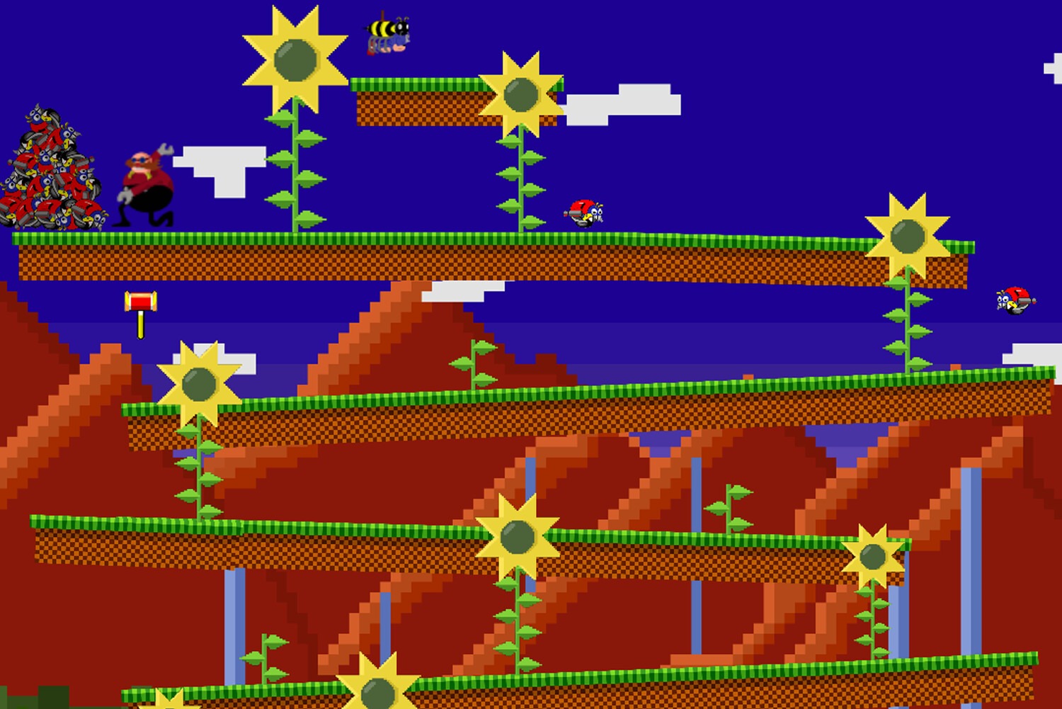 Donkey Sonic retro platformer level